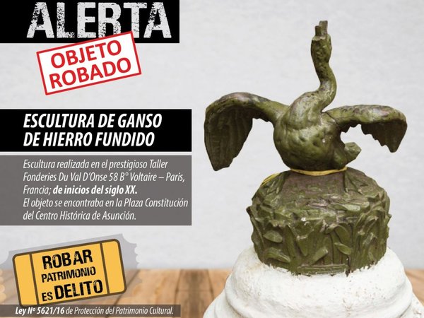 Roban pieza escultórica de Plaza Constitución de Asunción