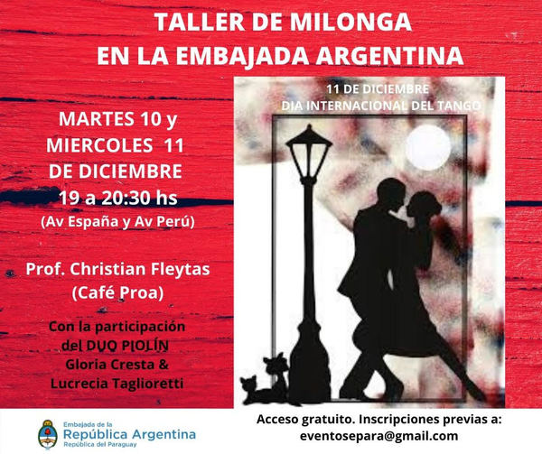 Embajada Argentina invita a taller gratuito de milonga | .::Agencia IP::.