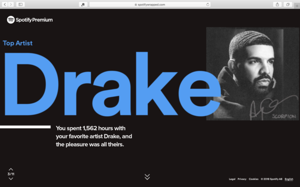 Drake es el cantante más escuchado en la plataforma Spotify en la última década