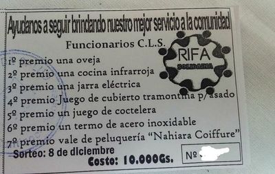Funcionarios del Centro de Salud de Santiago organizan rifa para subsistir  - Nacionales - ABC Color
