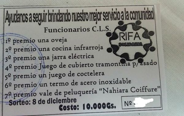 Funcionarios del Centro de Salud de Santiago organizan rifa para subsistir - Nacionales - ABC Color