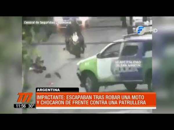 Impactante. Escapaban tras un robo y chocaron contra una patrullera