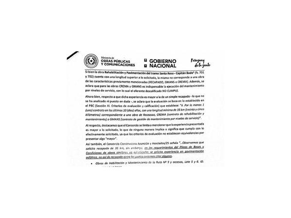 MOPC: Experiencia en licitación debía ser un simple recapado