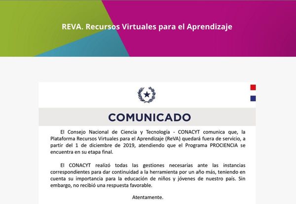 ReVA: Cierre de plataforma educativa trunca desarrollo