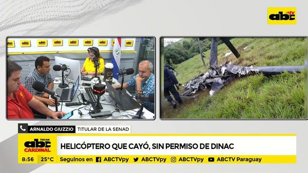 Helicóptero que cayó, sin permiso de Dinac - ABC Noticias - ABC Color