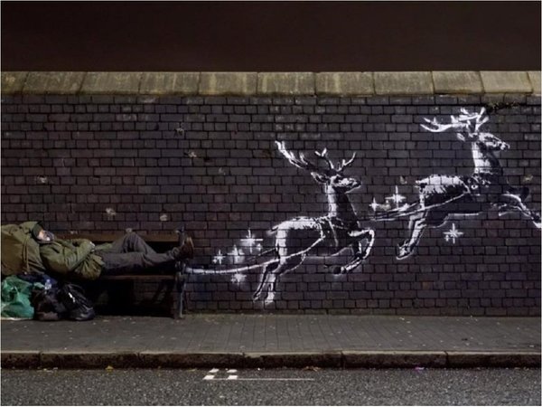 Banksy denuncia la situación de los sintechos en Navidad con un nuevo mural