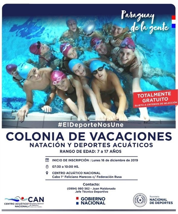 Desde el lunes comienza la Colonia de Vacaciones en el Centro Acuático Nacional - ADN Paraguayo