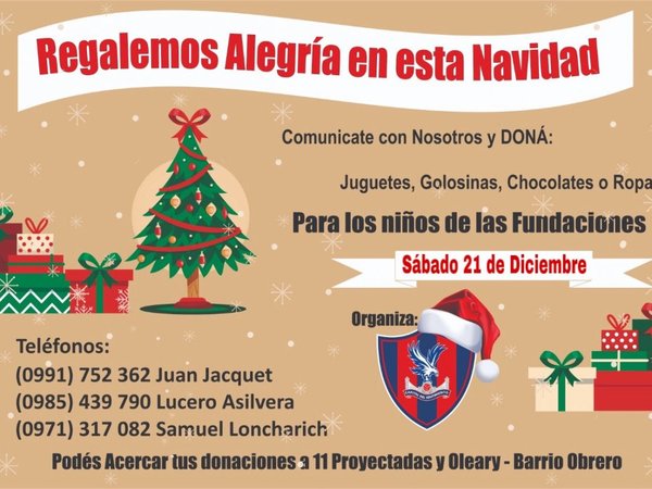 "Capital del Sentimiento" invita a colaborar para festejar la Navidad con niños de un hogar