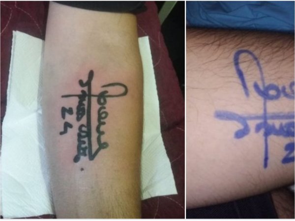 Hincha se tatuó la firma de Roque Santa Cruz