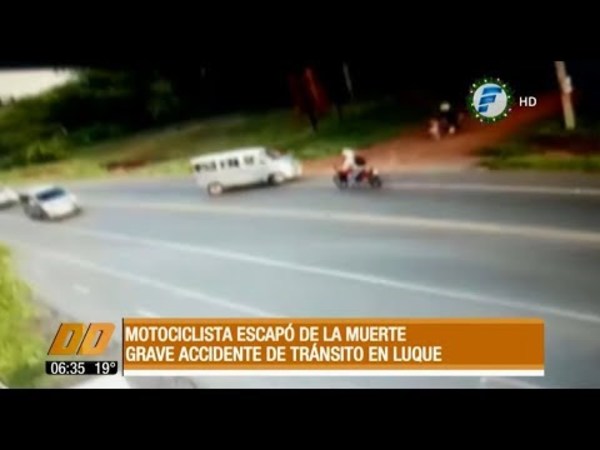 Motociclista escapó de la muerte tras grave accidente