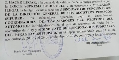 Jueza declara ilegal la huelga de los funcionarios judiciales