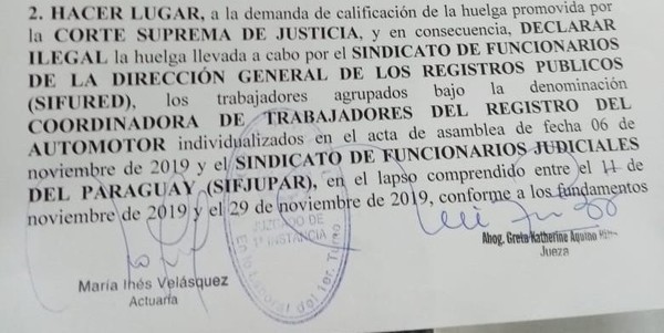 Jueza declara ilegal la huelga de los funcionarios judiciales