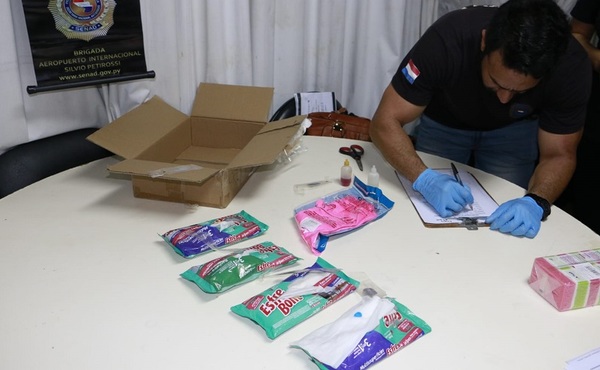 SENAD detectó cocaína en toallitas húmedas y esponjas