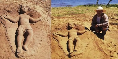 UNA IMAGEN DEL NACIMIENTO DE JESÚS ADORNA LA PLAYA DE SAN COSME