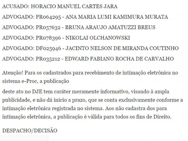 Notifican a Cartes de su proceso en el Brasil