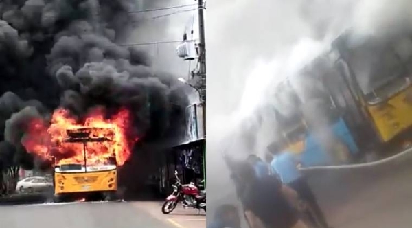 HOY / VIDEO | Ómnibus de la Línea 26 se incendia en pleno centro de Ñemby