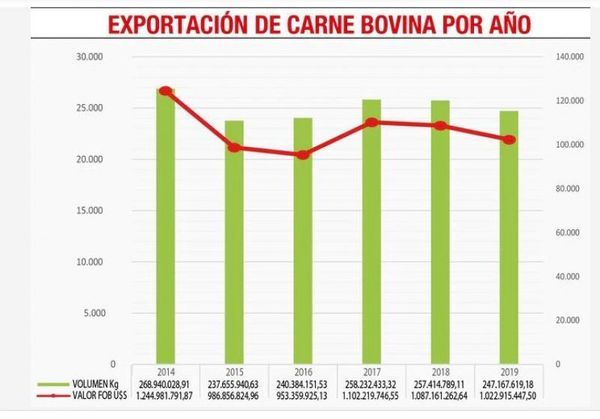 Envío de carne bajó 4% en volumen y 6% en divisas