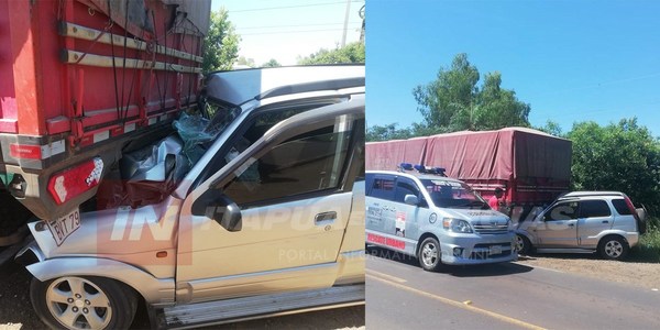 AUTOMÓVIL IMPACTÓ CONTRA CAMIÓN ESTACIONADO EN CORONEL BOGADO