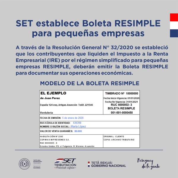Reglamentan comprobante de venta para pequeños comerciantes dentro de Resimple | .::Agencia IP::.