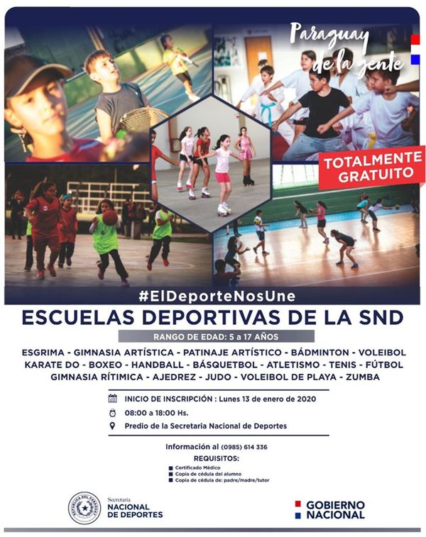 Desde el lunes habilitarán inscripciones a disciplinas deportivas en la SND - ADN Paraguayo