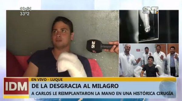 Joven con la mano reimplantada se recupera favorablemente