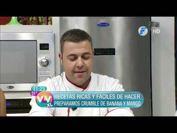 Malfatti de espinaca con ricota y crumble de banana y mango en la cocina de Vive la Vida XL