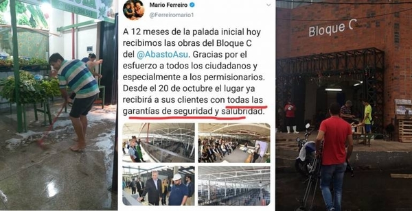 HOY / Se inunda bloque del Abasto que Ferreiro inauguró hace pocos meses