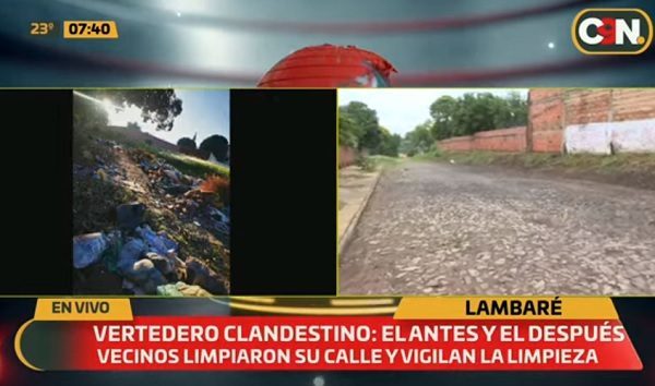 Vecinos limpian vertedero clandestino en Lambaré