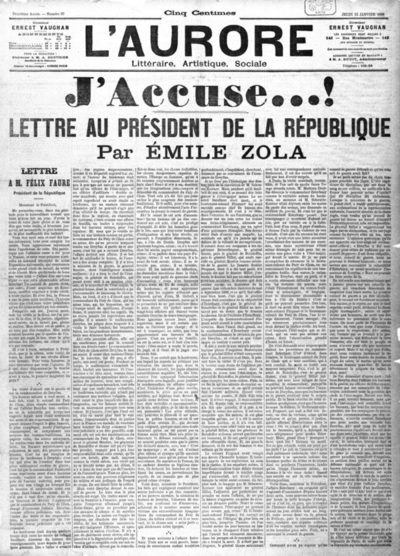 A 122 años de la proclama del escritor Émile Zola contra el antisemitismo en Francia