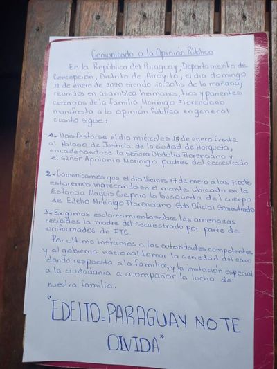 Familiares de Edelio Morínigo se movilizarán para exigir respuestas  - Periodísticamente - ABC Color