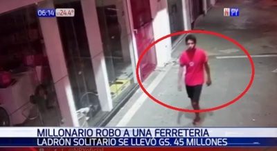Solitario delincuente se lleva G. 45 millones de una ferretería