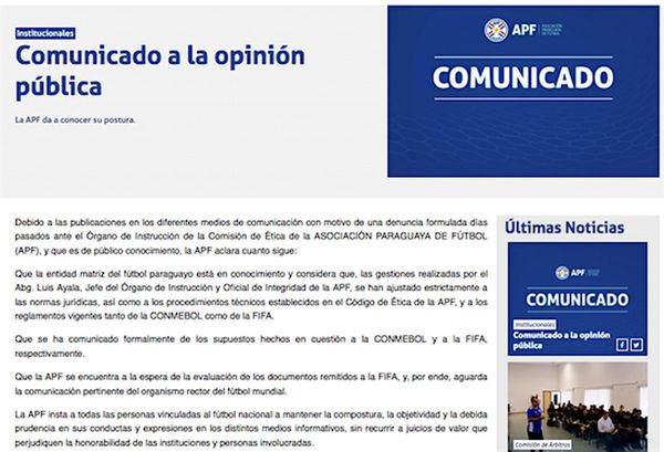 APF responde y respalda a Ayala