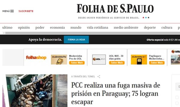 Fuga de reos en Pedro Juan tuvo masiva repercusión en la prensa internacional - Mundo - ABC Color