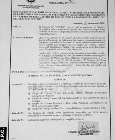 Arnoldo Wiens encabezará equipo de revisión del anexo C de Itaipú