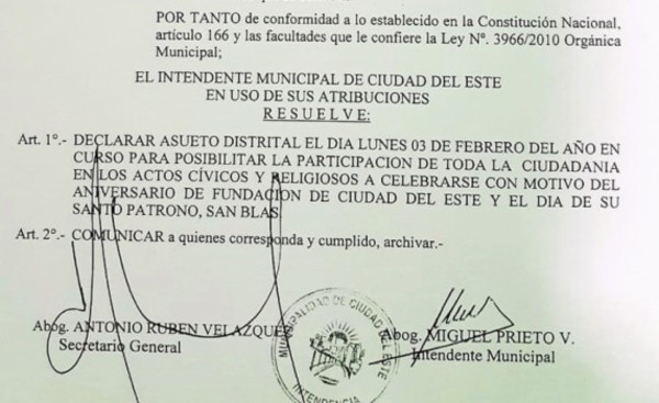 Declaran asueto para lunes 3 de febrero