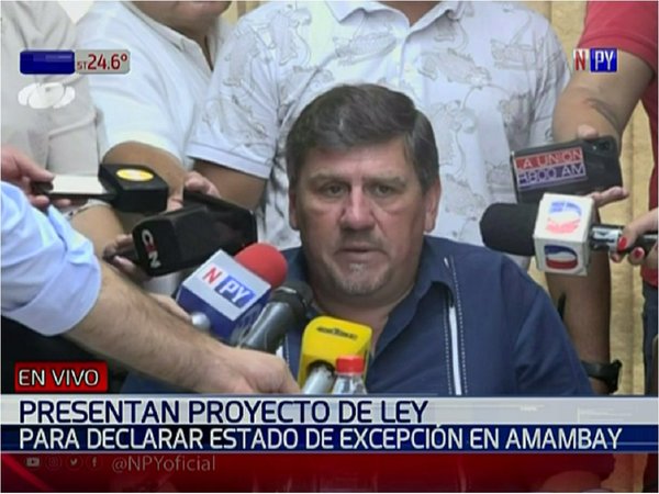 Llano presenta proyecto para declarar estado de excepción en Amambay