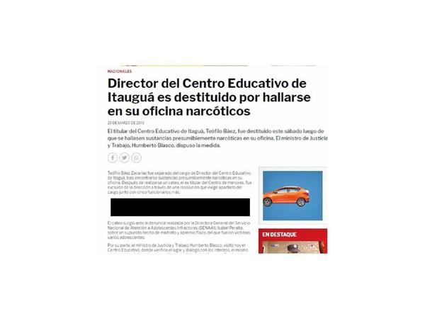 Director general de cárceles tuvo escándalo de drogas