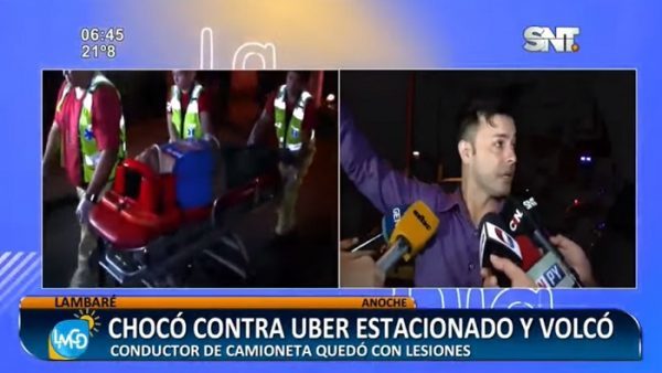 Conductor resulta herido tras chocar contra vehículo de Uber en Lambaré