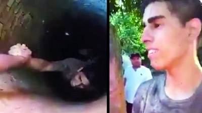 Envió su ubicación para que lo saquen de pozo [Vídeo]