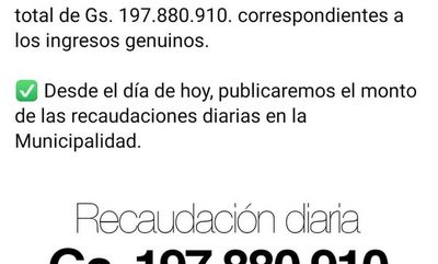 Comuna franqueña publica recaudación del día