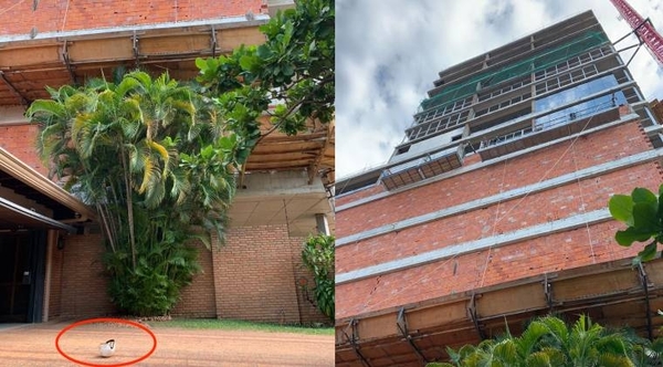 HOY / Casco de un obrero cae desde lo alto de una construcción y vecinos protestan