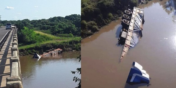 CAMIÓN DE GRAN PORTE CAE AL RÍO AQUIDABÁN