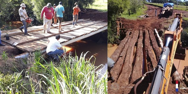 REHABILITAN PUENTE DE MADERA SOBRE EL ARROYO AGUAPEY
