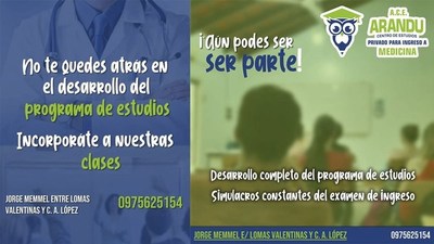 ARANDÚ INICIÓ LAS CLASES PARA ASPIRANTES A LA CARRERA DE MEDICINA