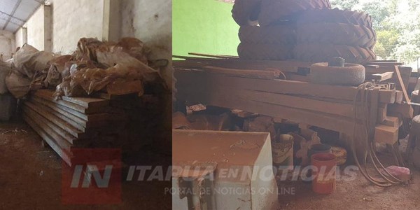INCAUTAN DE UN DEPÓSITO DE MADERA NATIVA EN ITAPÚA POTY