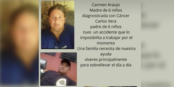 CON SU ESPOSO ACCIDENTADO, VARIOS HIJOS, MUJER CON CÁNCER NECESITA AYUDA.
