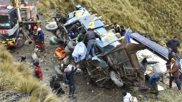 Al menos 15 muertos y 14 heridos al caer un autobús a un barranco en Bolivia » Ñanduti