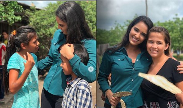 La Miss Tierra llevó  donaciones a escuela