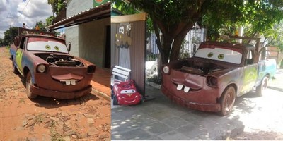 TRANSFORMÓ UNA CAMIONETA EN «MATE» PARA EL CUMPLE DE SU HIJO