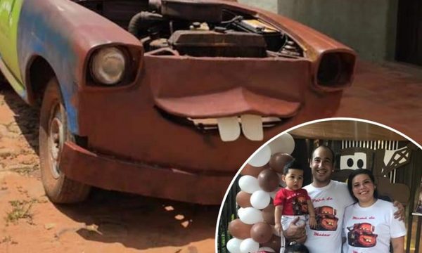 Fabricó a «Mate» de la película Cars para el cumple de su hijo